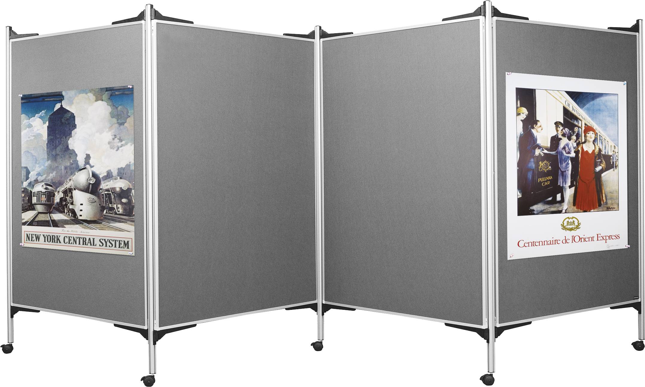 Magnetoplan Präsentationswand Filz Grau beidseitig verwendbar, zusammenklappbar, Pinntafel 1101007