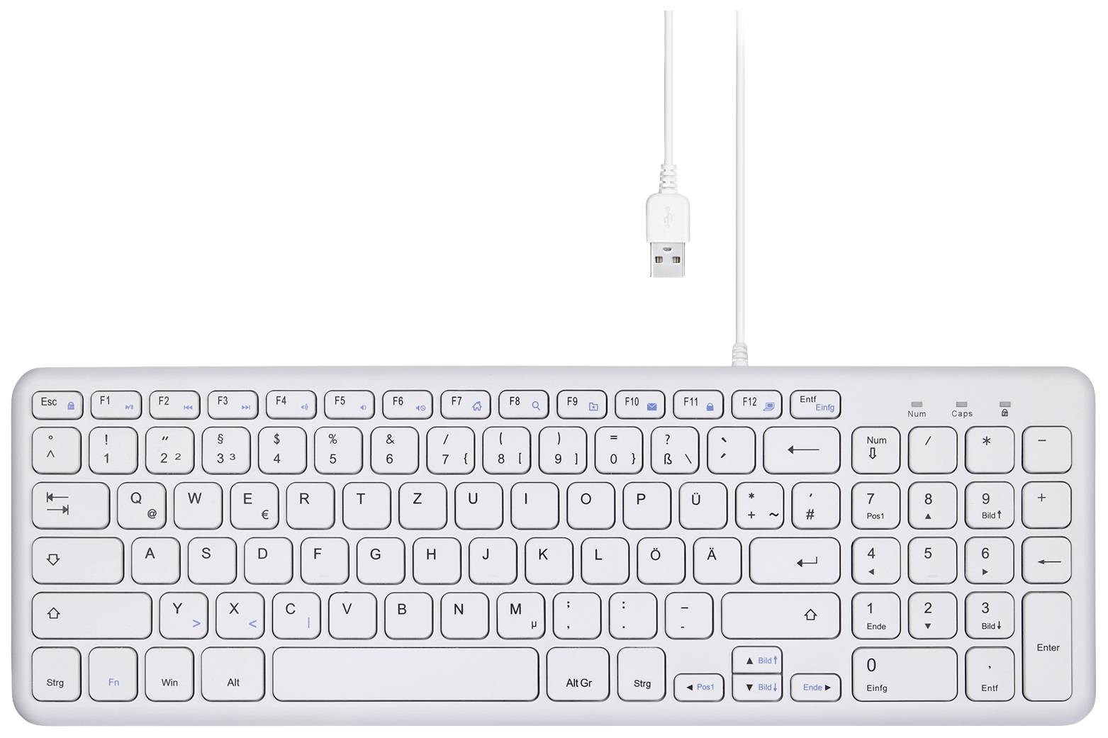 Perixx PERIBOARD-213 DE W USB Tastatur Deutsch, QWERTZ Weiß