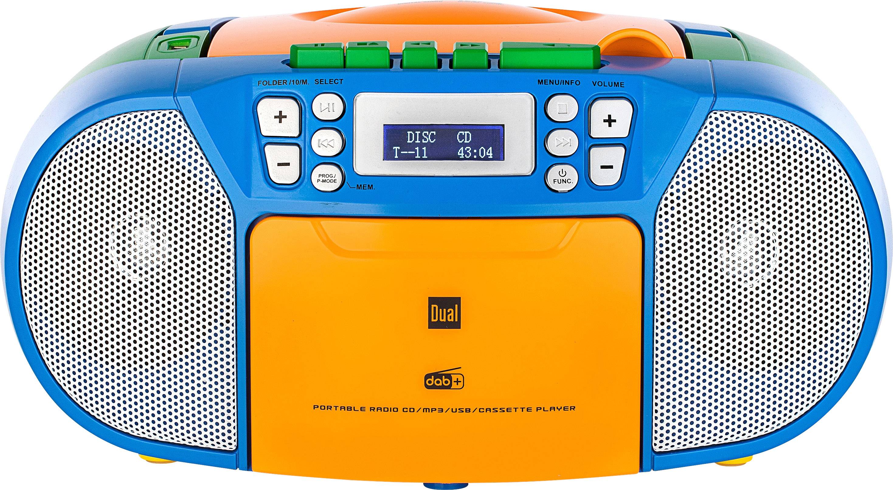 Dual DAB-P 210 Boombox Kassettenradio DAB+, UKW CD, Kassette, AUX Bunt