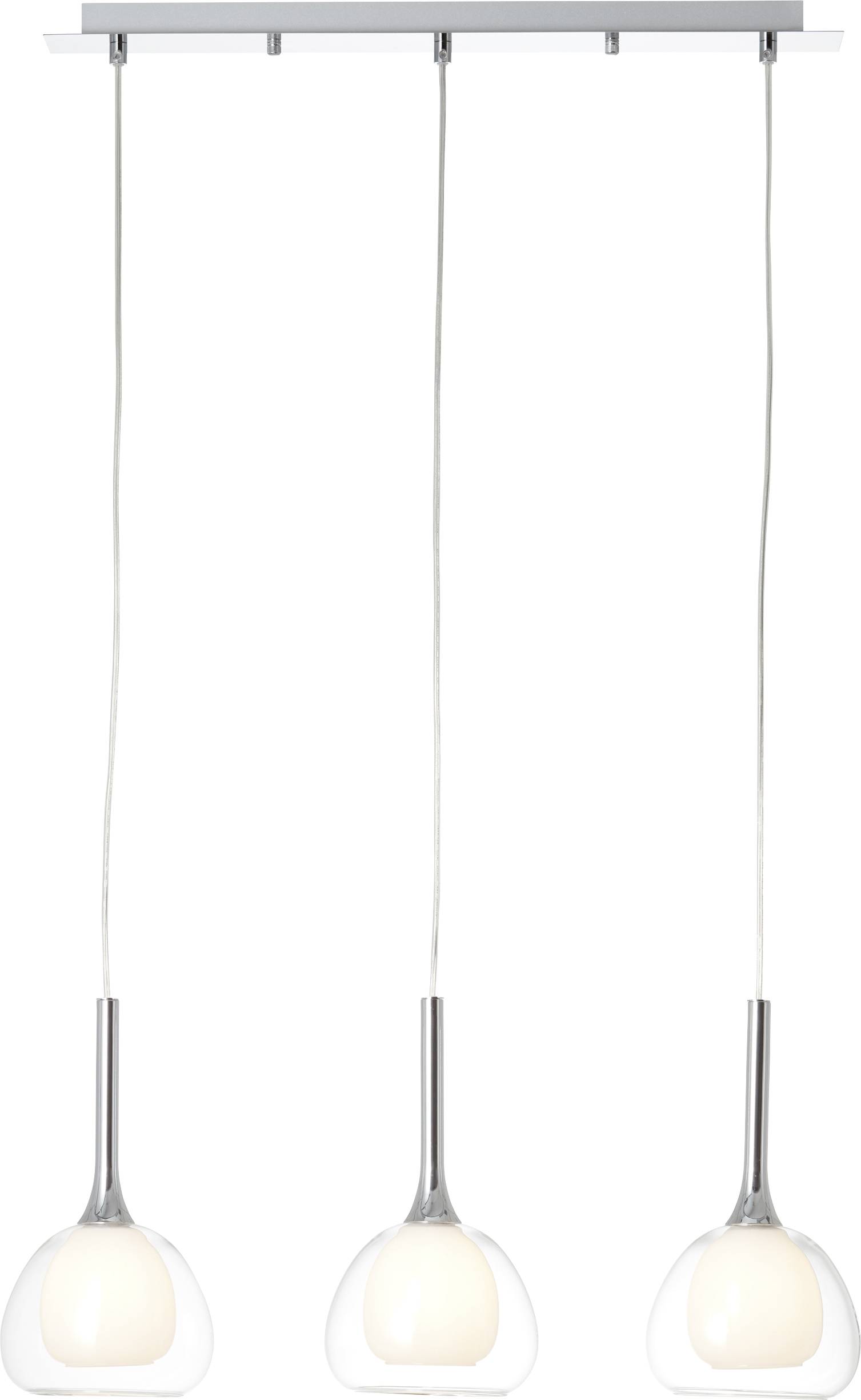 Brilliant Hadan 85573/15 Pendelleuchte Energiesparlampe, LED E14 120W Chrom, Weiß, Transparent