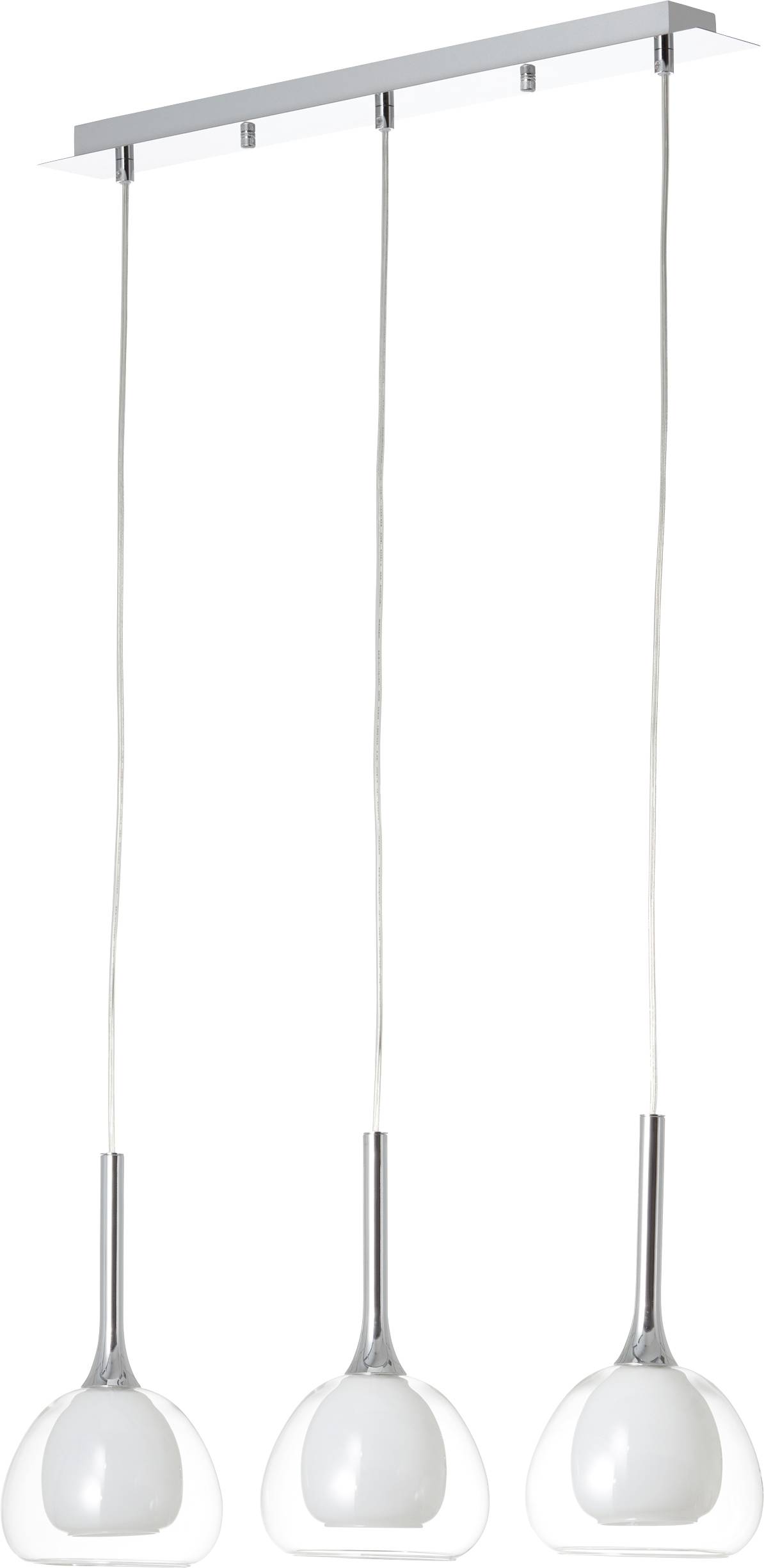 Brilliant Hadan 85573/15 Pendelleuchte Energiesparlampe, LED E14 120W Chrom, Weiß, Transparent