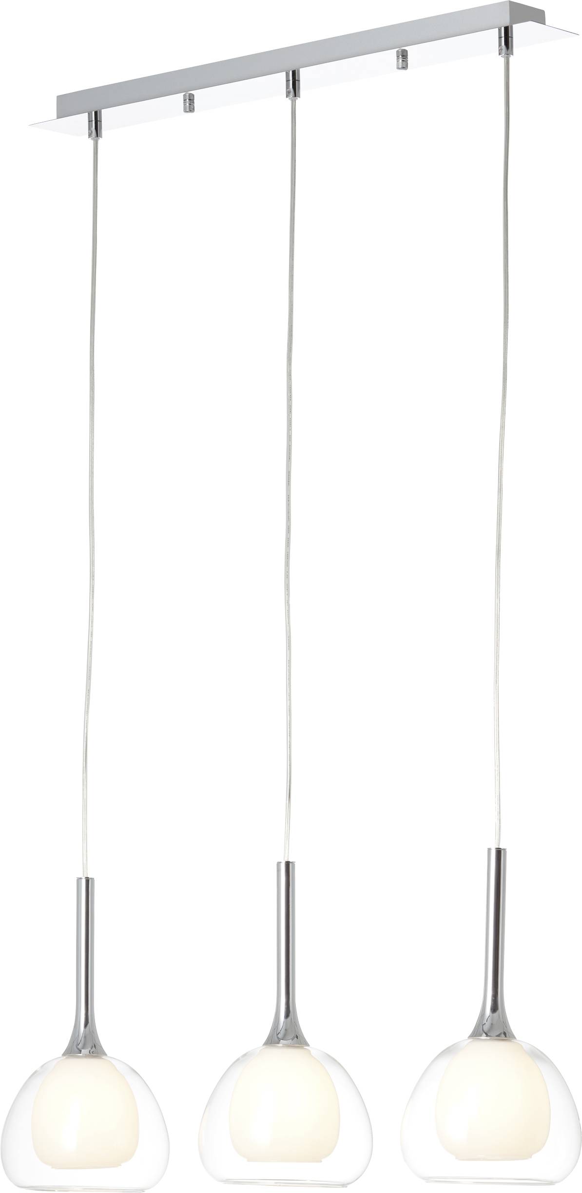 Brilliant Hadan 85573/15 Pendelleuchte Energiesparlampe, LED E14 120W Chrom, Weiß, Transparent