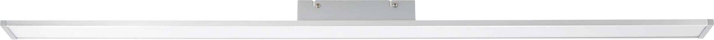Lange, rechteckige LED-Leuchte mit silbernem Gehäuse, geeignet für Büro- oder Wohnraumbelichtung.