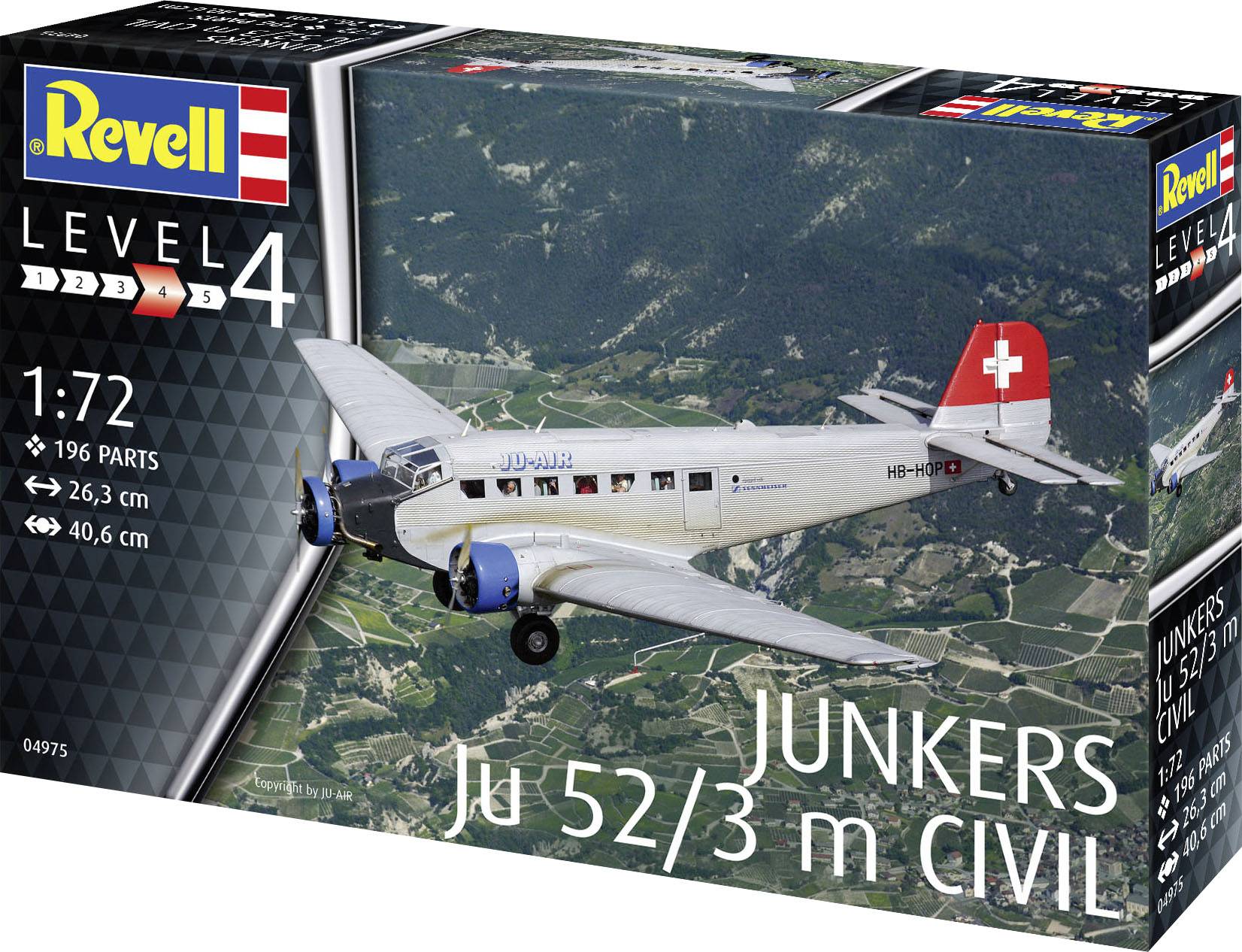 Revell 04975 Junkers Ju52/3m Civil Flugmodell Bausatz 1:72