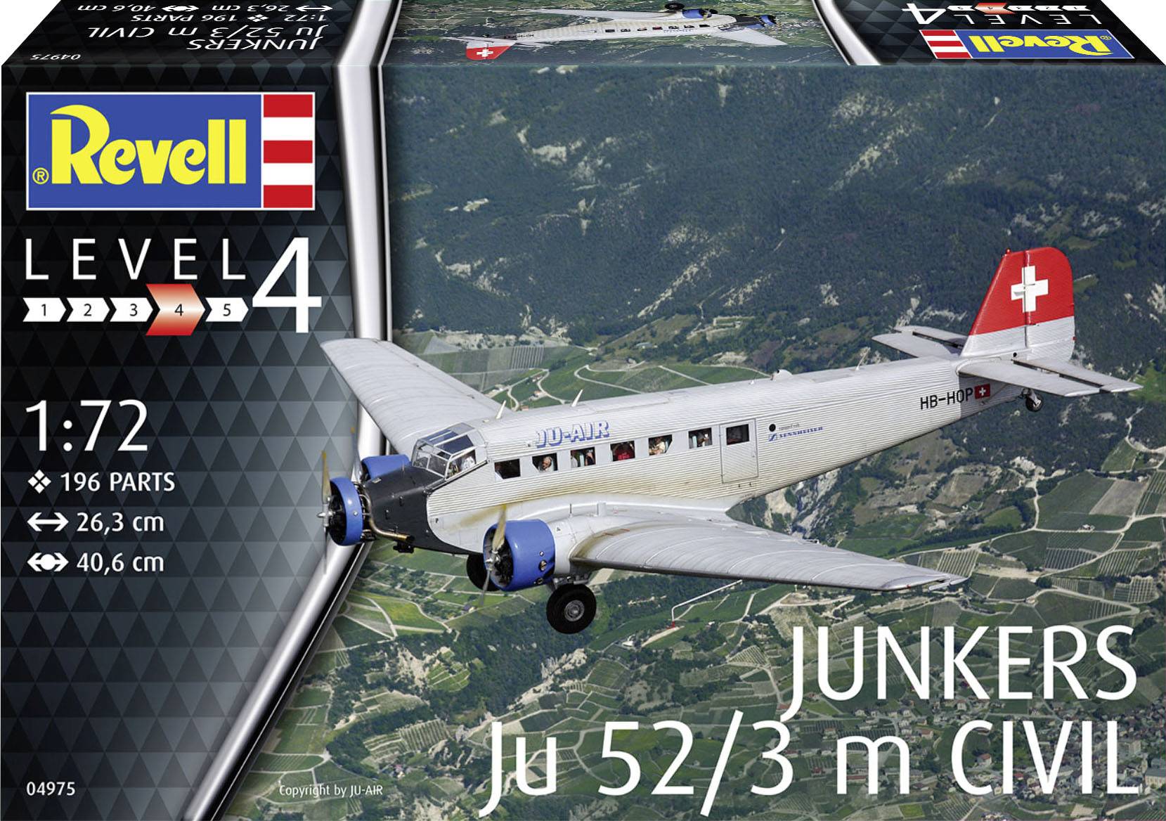 Revell 04975 Junkers Ju52/3m Civil Flugmodell Bausatz 1:72