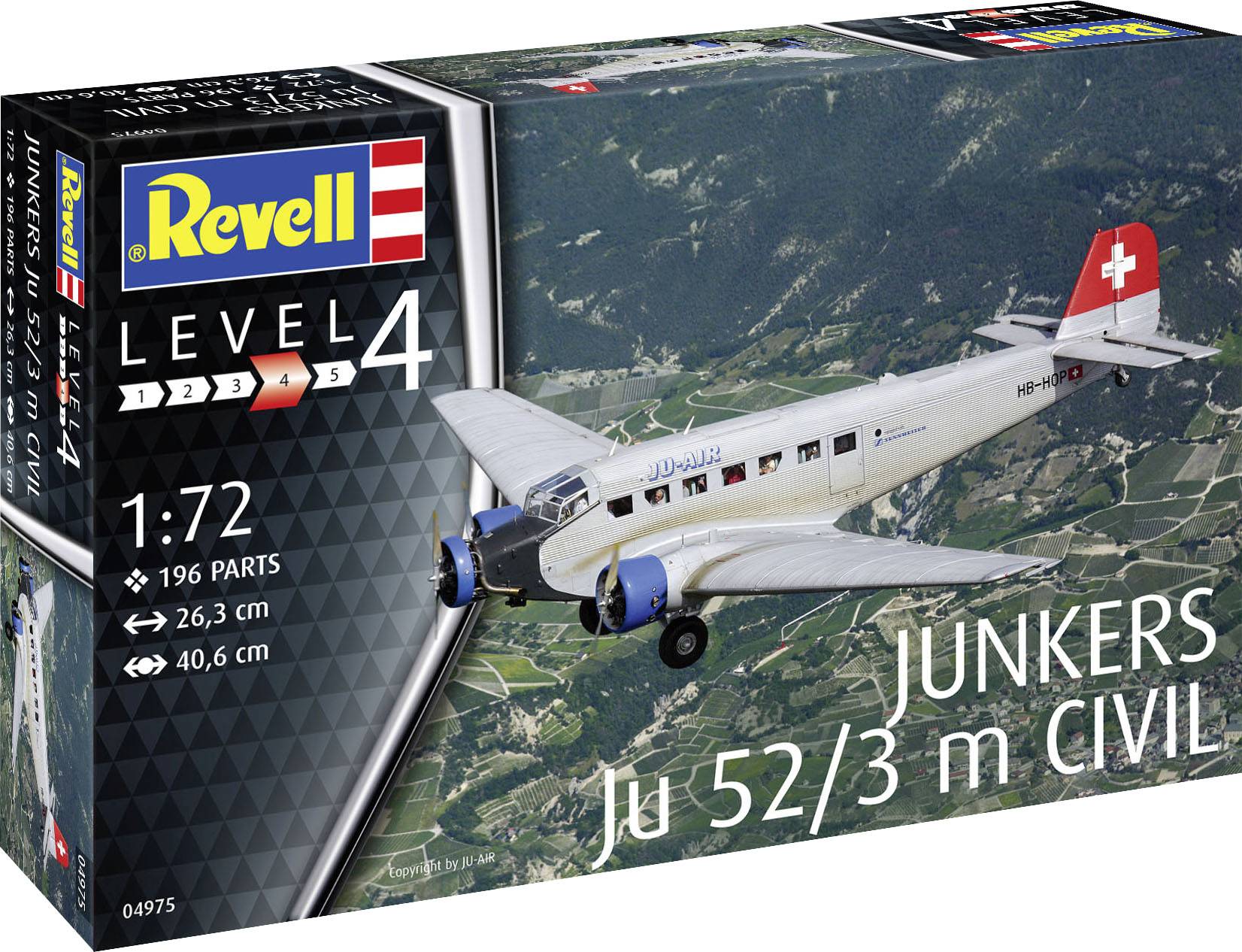 Revell 04975 Junkers Ju52/3m Civil Flugmodell Bausatz 1:72