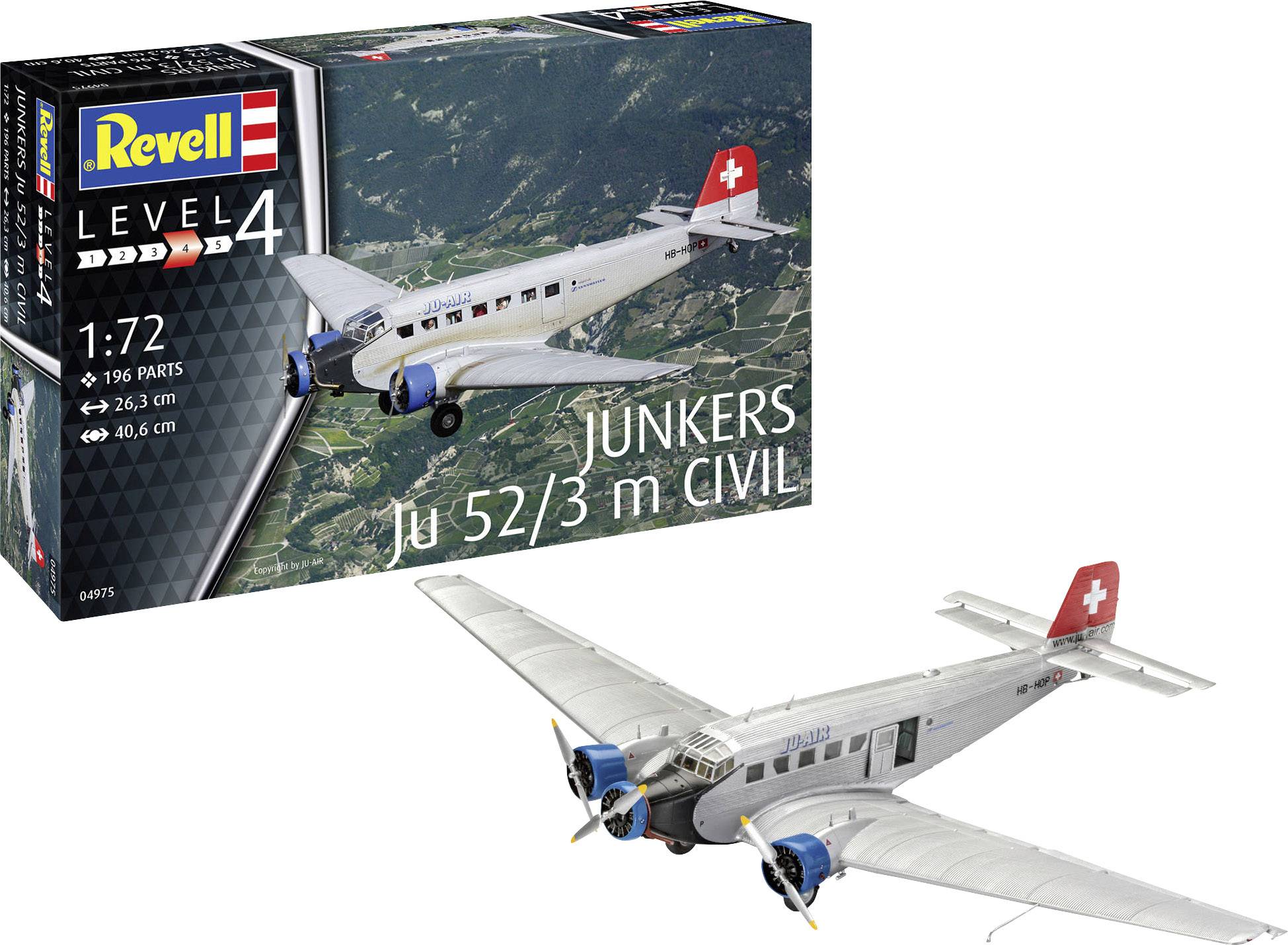 Revell 04975 Junkers Ju52/3m Civil Flugmodell Bausatz 1:72