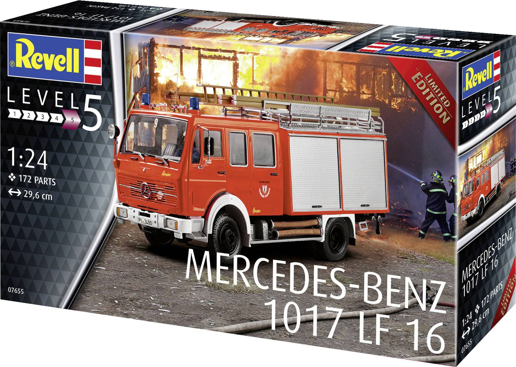 Revell 07655 Mercedes-Benz 1017 LF 16 Ltd.Edi Feuerwehrauto Bausatz 1:24