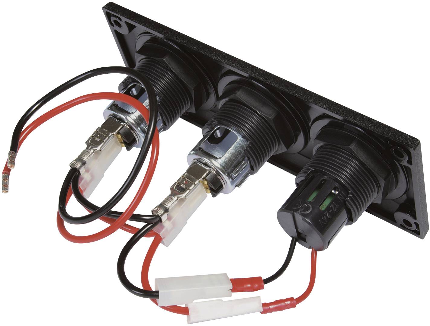 ProCar Einbausteckdose mit USB-A Doppelsteckdose + 2 Powersteckdosen Belastbarkeit Strom max.=20 A