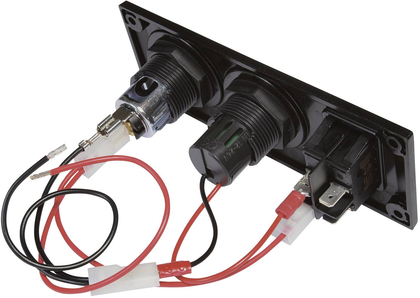 ProCar Einbausteckdose mit USB-A Doppelsteckdose schaltbar + 1 Powersteckdose Belastbarkeit Strom max.=20A 12 V, 24V