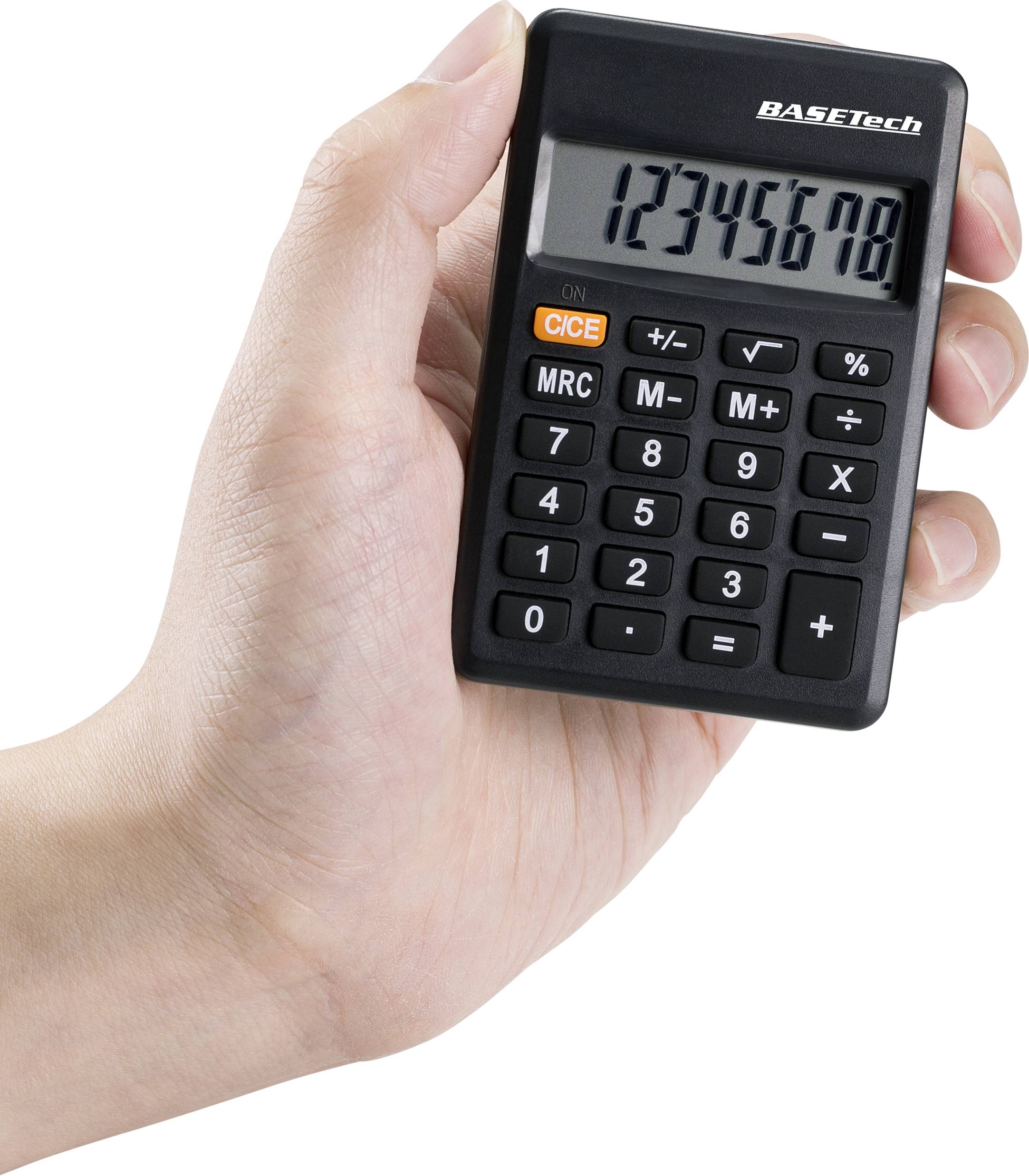 Basetech BT-CA-1008 Taschenrechner Schwarz Display (Stellen): 8 batteriebetrieben (B x H x T) 89 x 59 x 11mm