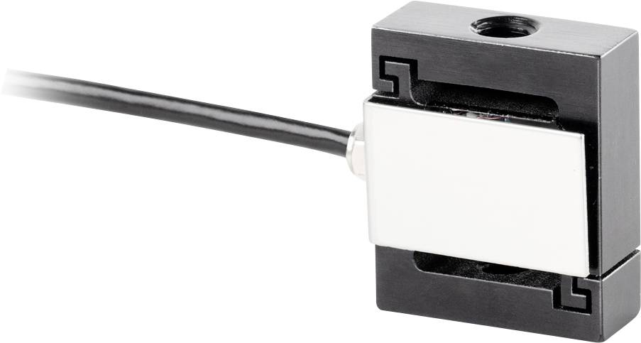 Ein quadratischer Sensor in schwarzem Gehäuse mit Kabelanbindung, vermutlich für industrielle Anwendung oder Messzwecke.