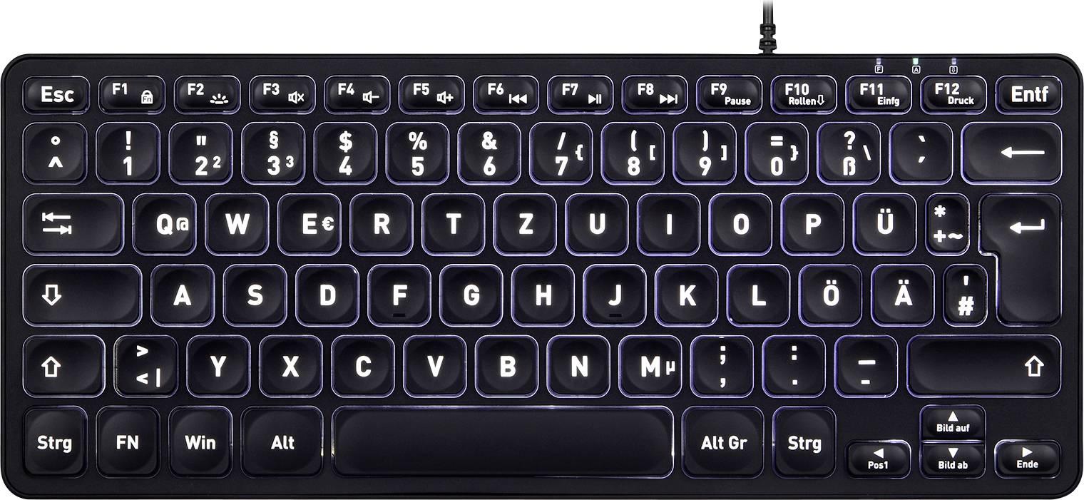 Perixx PERIBOARD-332 DE Kabelgebunden Tastatur Deutsch, QWERTZ Schwarz Beleuchtet