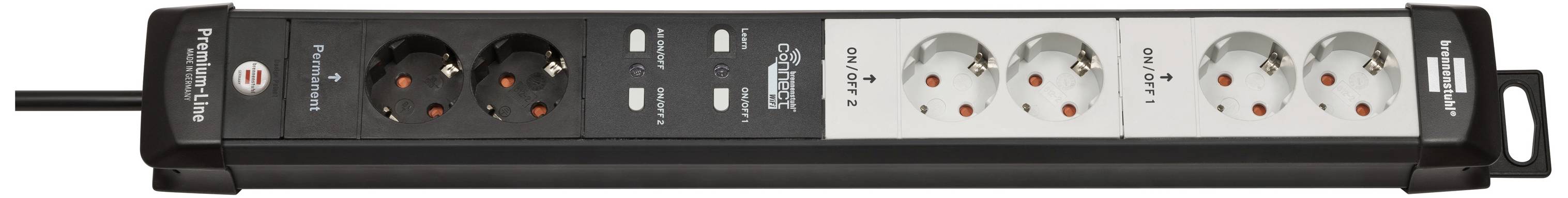 Brennenstuhl 1951160610 WiFi-Steckdosenleiste 6fach Schwarz, Lichtgrau Schutzkontakt 1 St.