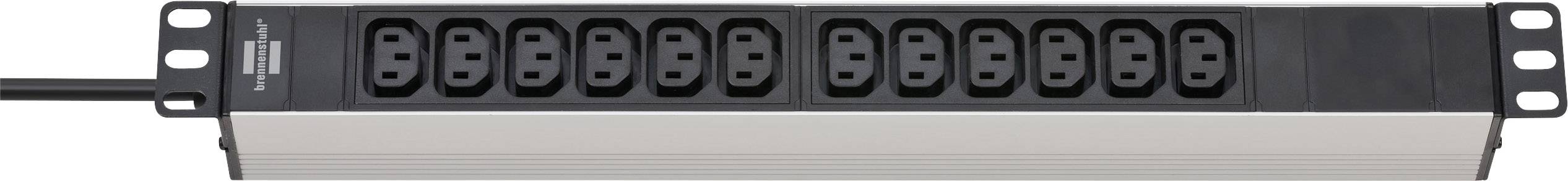 Brennenstuhl 1390007112 Steckdosenleiste 19 Zoll 12fach Schwarz, Silber Kaltgerätestecker 1 St.