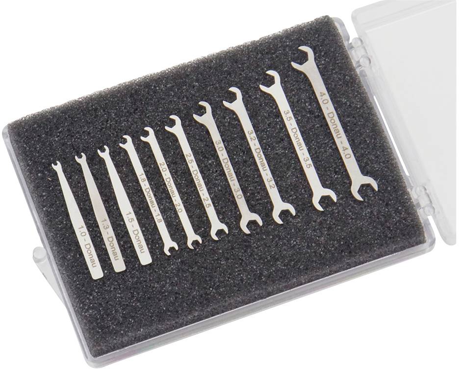 Donau Elektronik 980-SET Micro-Maulschlüssel-Set 10-tlg. 1-4mm Micro-Maulschlüssel 10teilig Schlüsselweite (Metrisch) 1 - 4mm