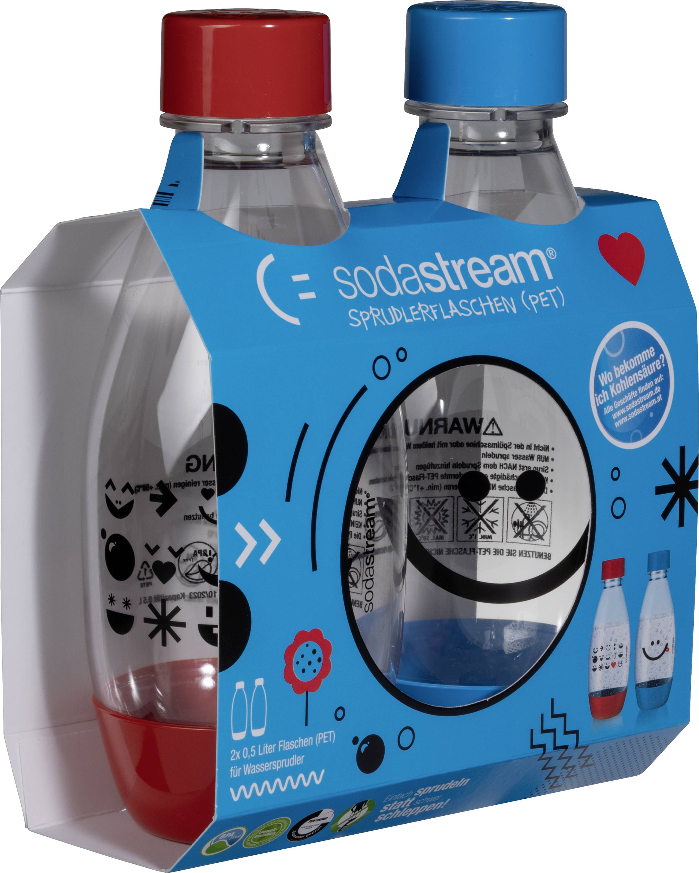 Sodastream PET-Flasche PET-Flasche 0,5L Duopack Kids Edition Blau, Rot