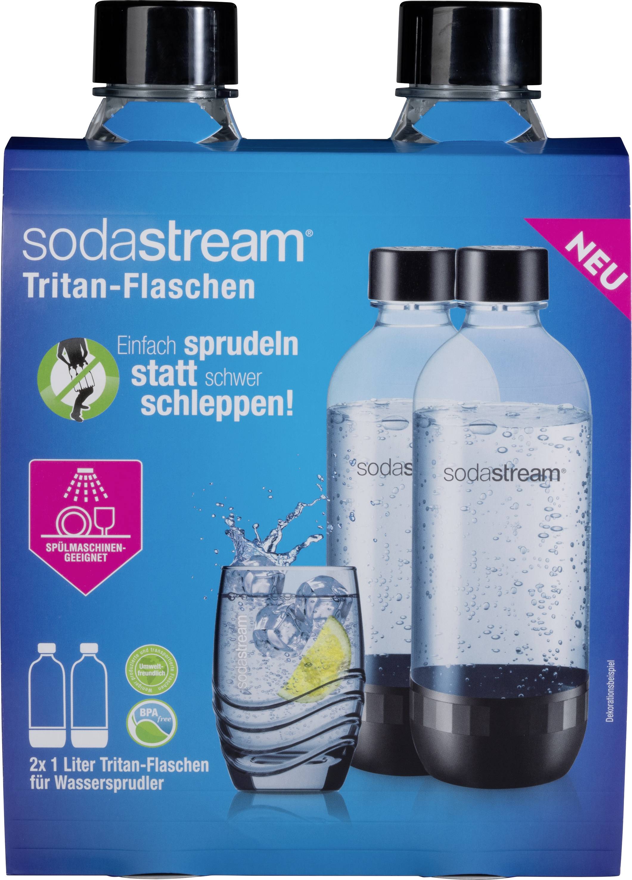 Sodastream PET-Flasche PET-Flasche 1 L Duopack Tritan DWS Schwarz, Klar