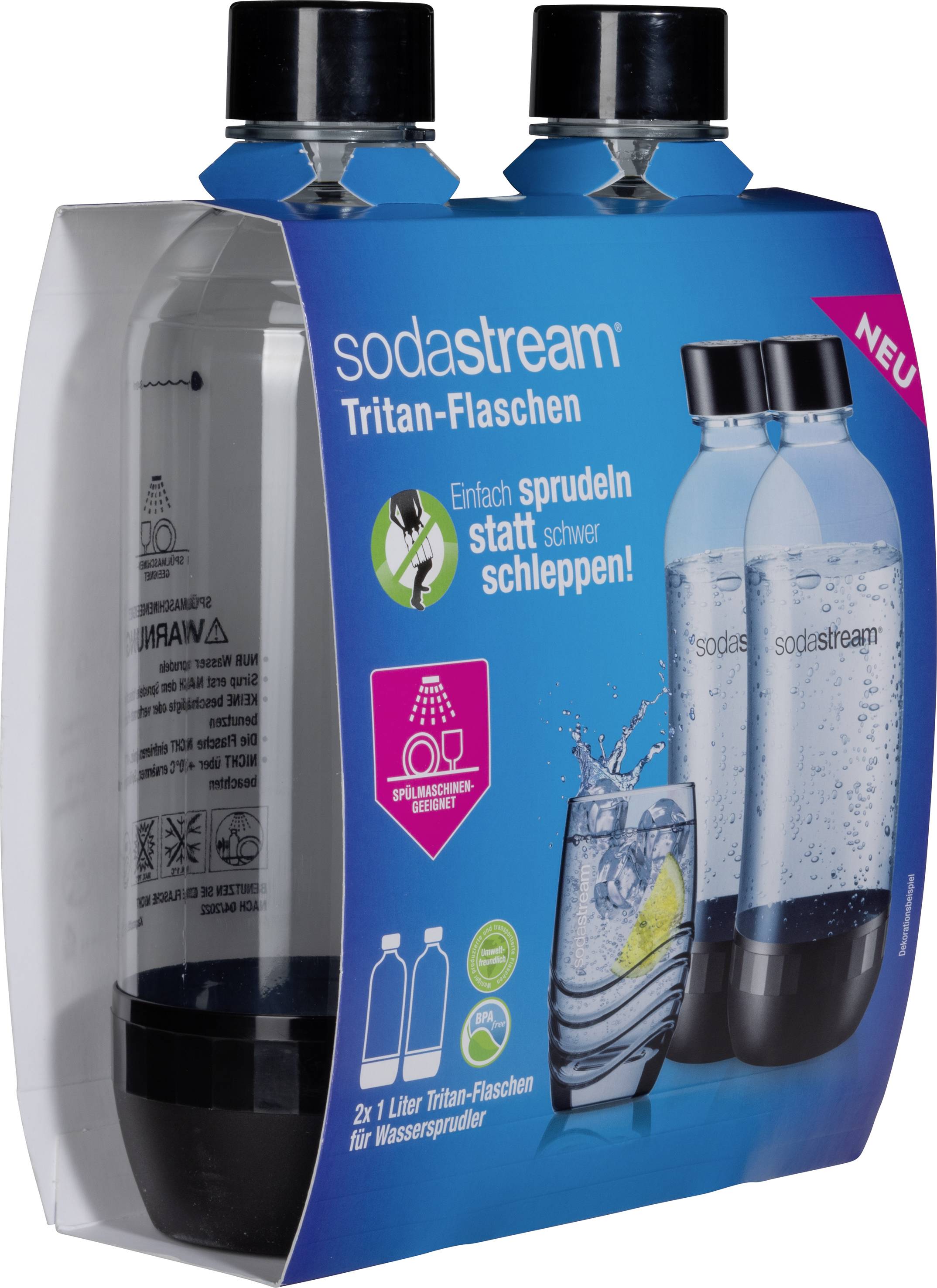 Sodastream PET-Flasche PET-Flasche 1 L Duopack Tritan DWS Schwarz, Klar