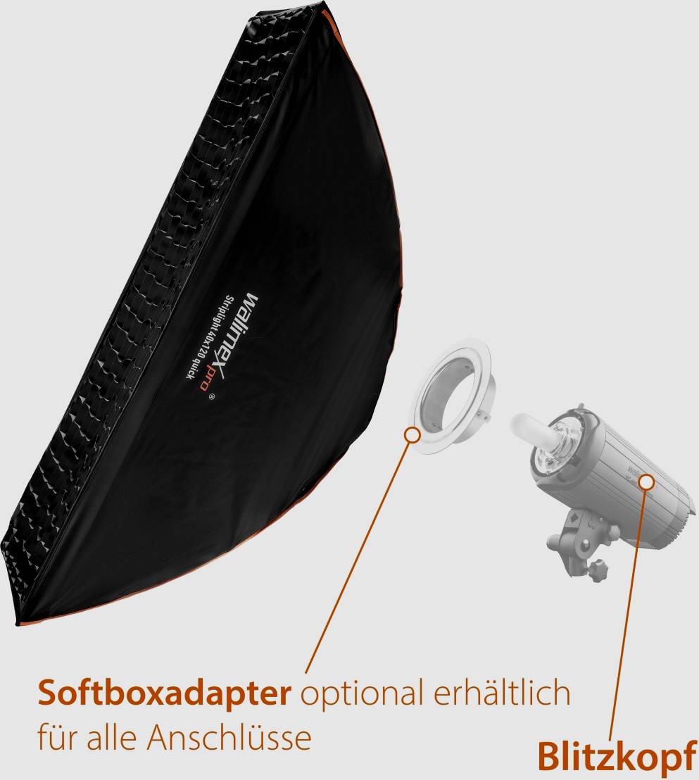 Walimex Pro 22650 22650 Softbox (L x B) 1200mm x 400mm 1St.