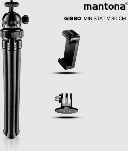 22759 Ministativ 1/4 Zoll, 3/8 Zoll Arbeitshöhe=80 - 300mm Schwarz