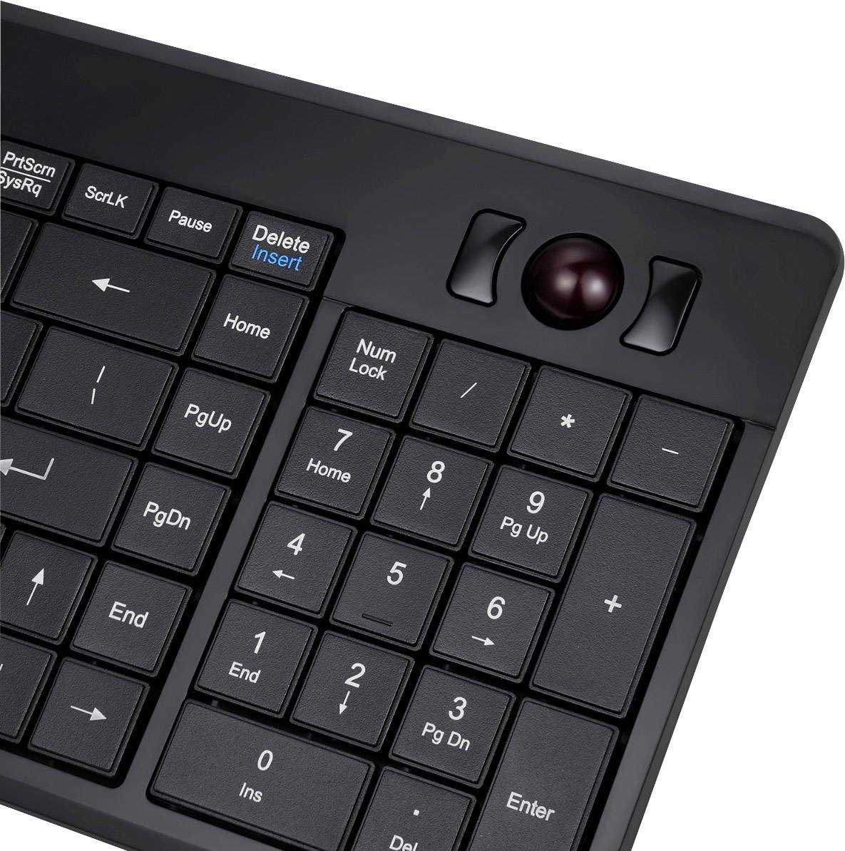 Perixx PERIBOARD-520U USB Tastatur Deutsch, QWERTZ Schwarz mit Trackball