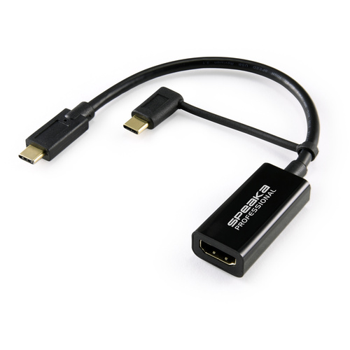 SpeaKa Professional SP-9015340 HDMI Adapterkabel [1x HDMI-Buchse - 1x USB-C® Stecker] Schwarz Gefle