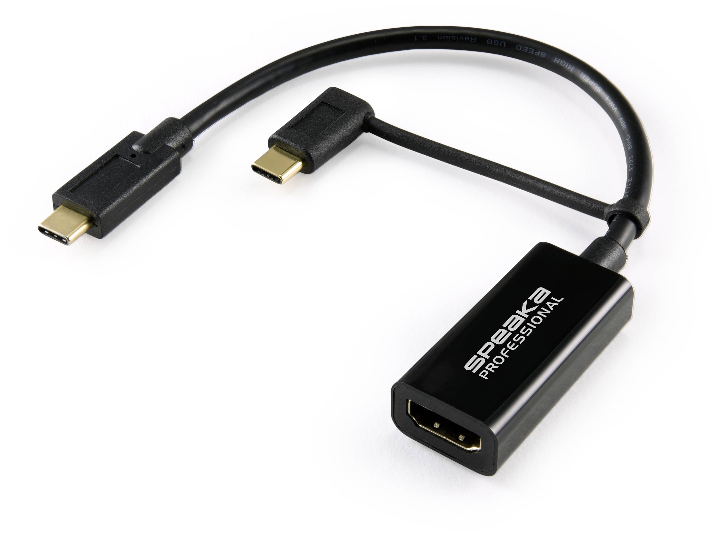 SpeaKa Professional SP-9015340 HDMI Adapterkabel [1x HDMI-Buchse - 1x USB-C® Stecker] Schwarz Gefle