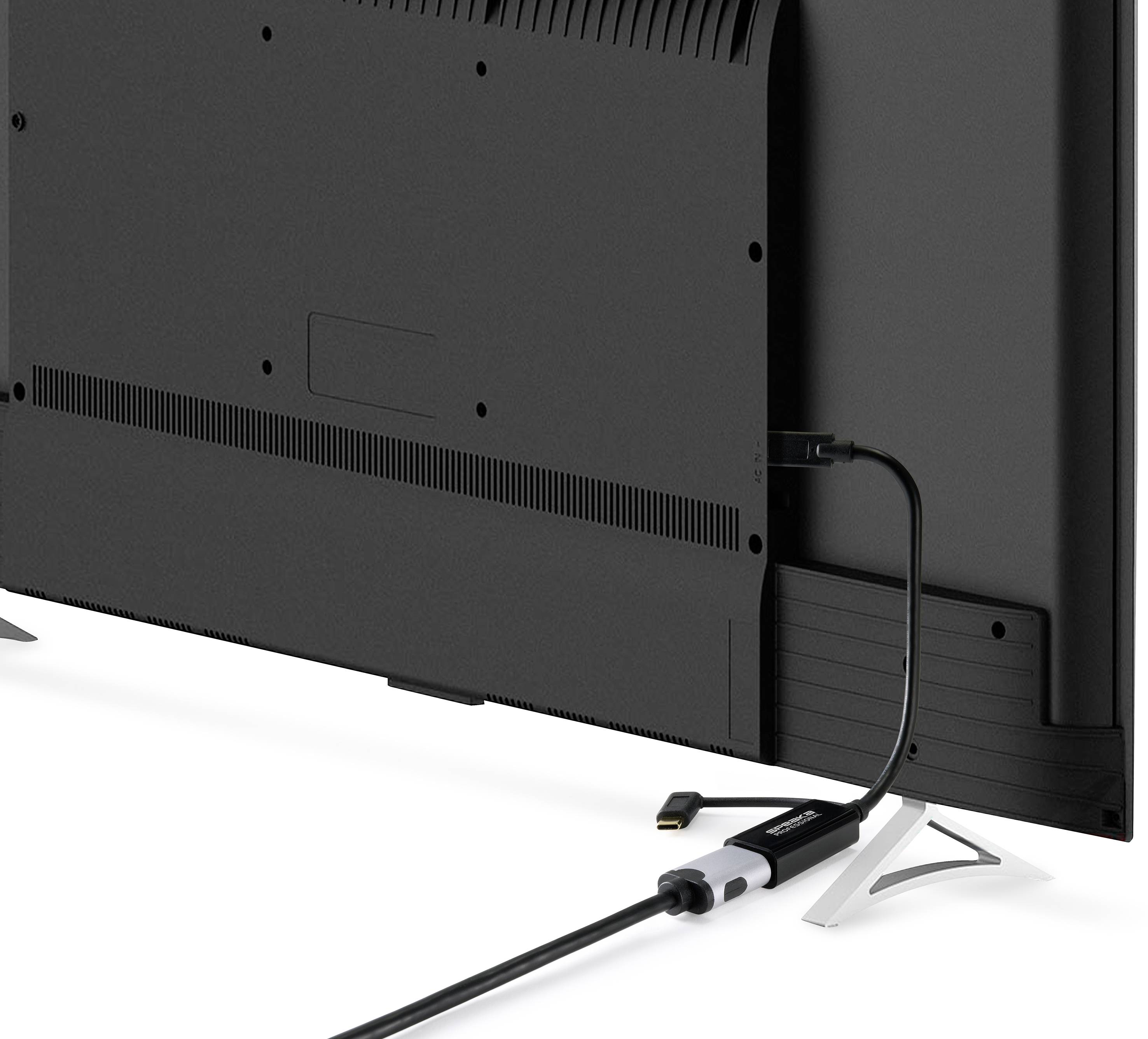 SpeaKa Professional SP-9015340 HDMI Adapterkabel [1x HDMI-Buchse - 1x USB-C® Stecker] Schwarz Geflechtschirm 15.00cm