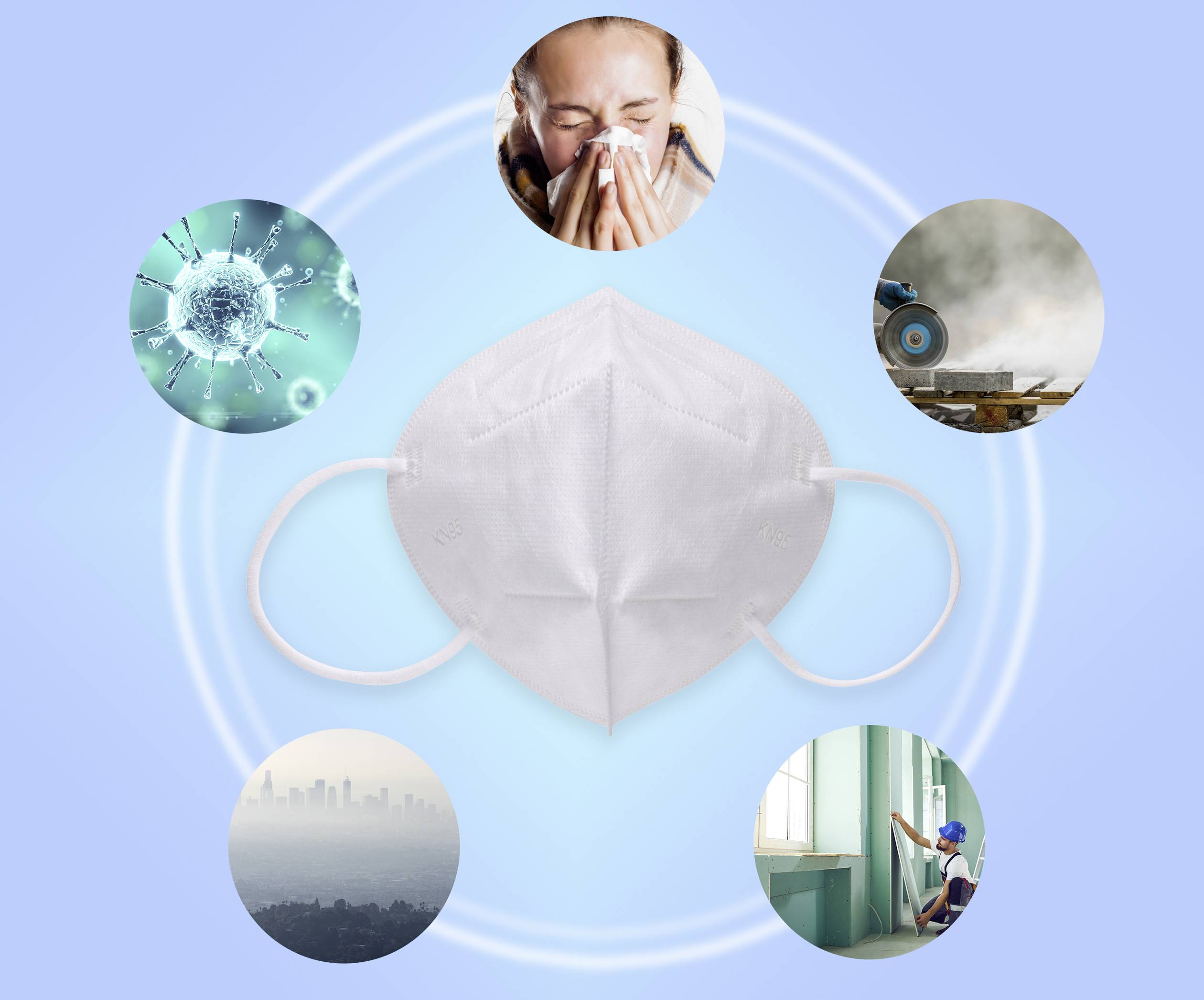 Hygiene-Set 50 St. Vlies Community Maske, 2x 5 St. Pandemie-Atemschutzmaske (CPA), 500ml Powerpearl Handdesinfektion 1 Set