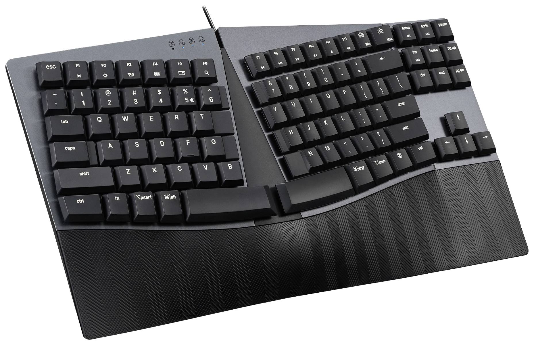 Perixx PERIBOARD-335 RD DE USB Tastatur Deutsch, QWERTZ Schwarz Beleuchtet, Ergonomisch