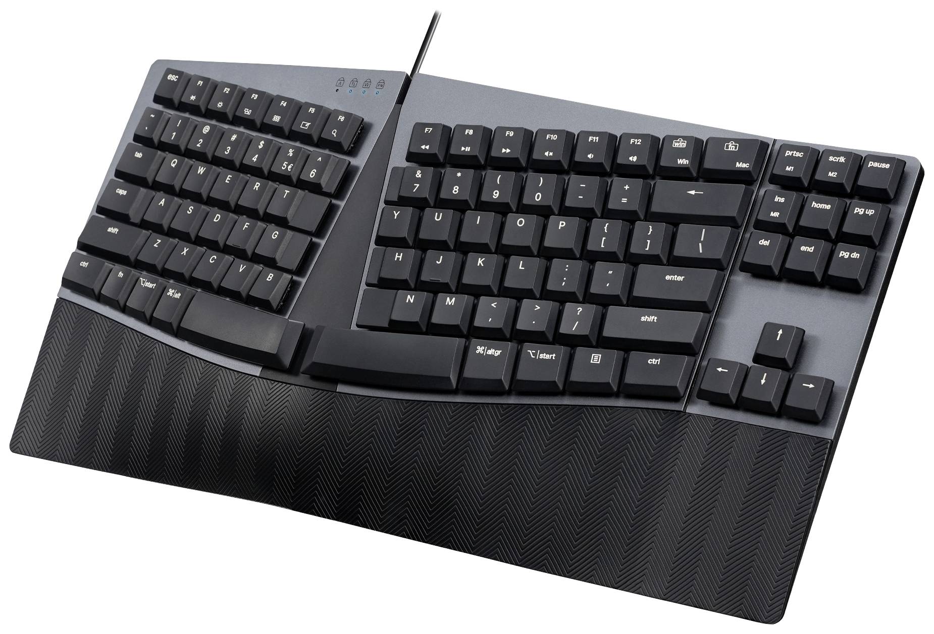 Perixx PERIBOARD-335 RD DE USB Tastatur Deutsch, QWERTZ Schwarz Beleuchtet, Ergonomisch