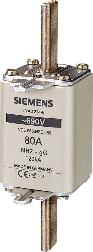 Siemens 80A Sicherung, 690V, NH2 Form, 120kA, Modellnummer 3NA3 224-6, hergestellt in Deutschland.