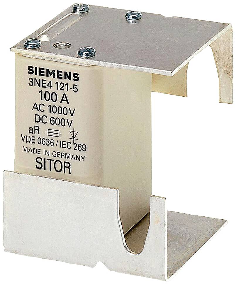 Siemens SITOR-Sicherungseinsatz, 100 A, AC 1000V, DC 600V, VDE 0636 / IEC 269, hergestellt in Deutschland.