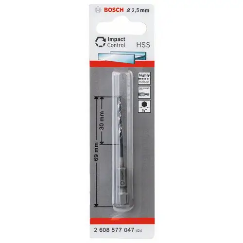 Bosch Accessories 2608577047 Metall-Spiralbohrer 2.50mm Gesamtlänge 69mm DIN 338 Bosch Accessories 2608577047 Metall-Spiralbohrer 2.50mm Gesamtlänge 69mm DIN 338