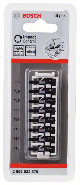 Bosch Accessories 2608522379 2608522379 Schrauberbit-Set Impact Control, 8-teilig, mit T15, 25mm