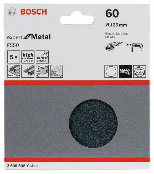 Bosch Accessories 2608608Y14 2608608Y14 Schleifblatt Körnung (num) 60 (Ø) 125mm 5St.