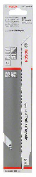 Bosch Accessories 2608658036 Säbelsägeblatt S 1125 VFR, Special for Pallet Repair, 5er-Pack 1St.