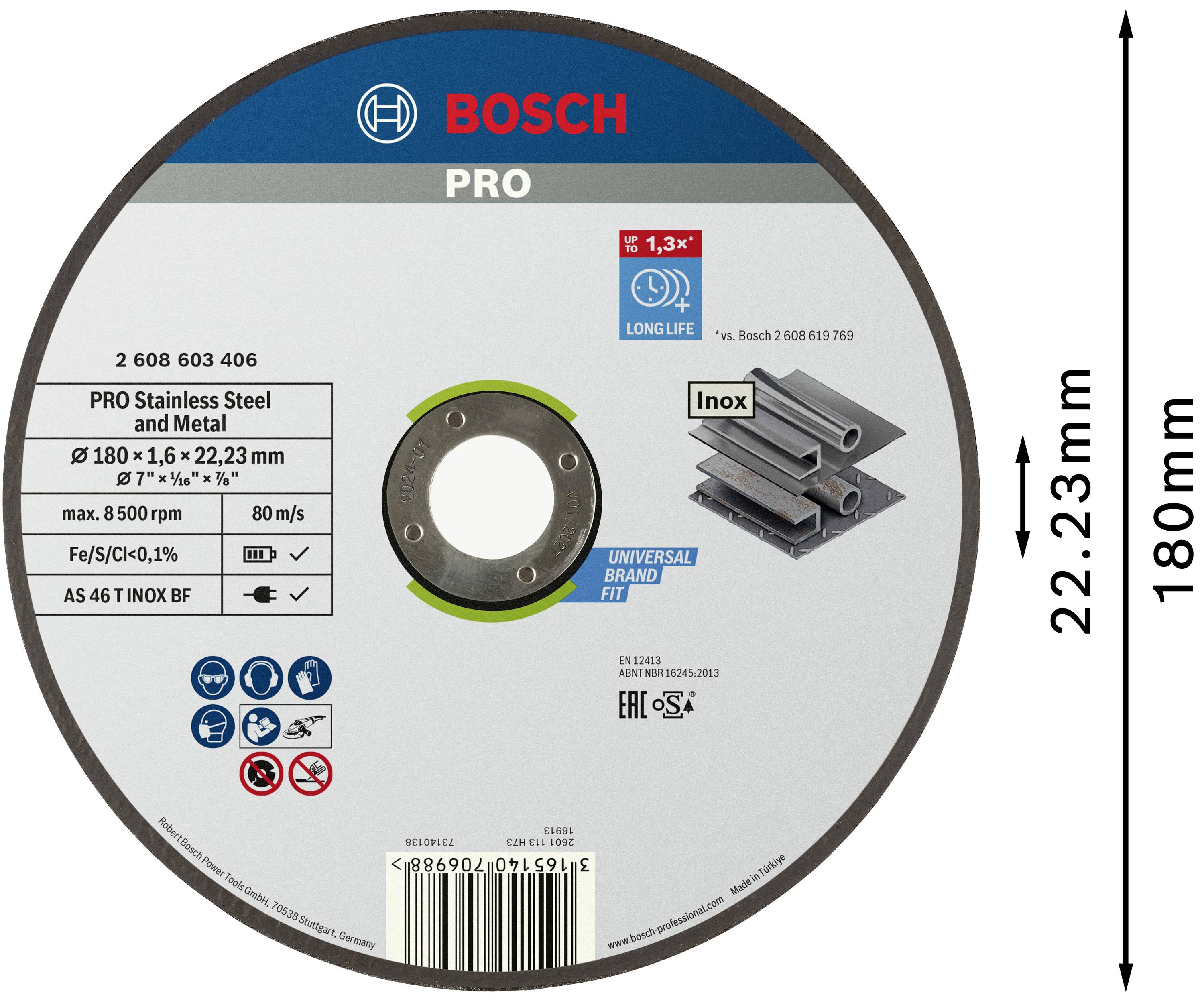 Bosch Accessories 2608603406 2608603406 Trennscheibe gerade 180 mm 1 St. Stahl