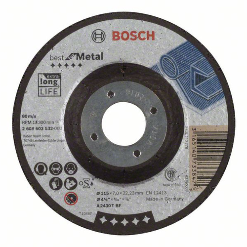 Bosch Accessories 2608603532 Schruppscheibe gekröpft 115mm Stahl