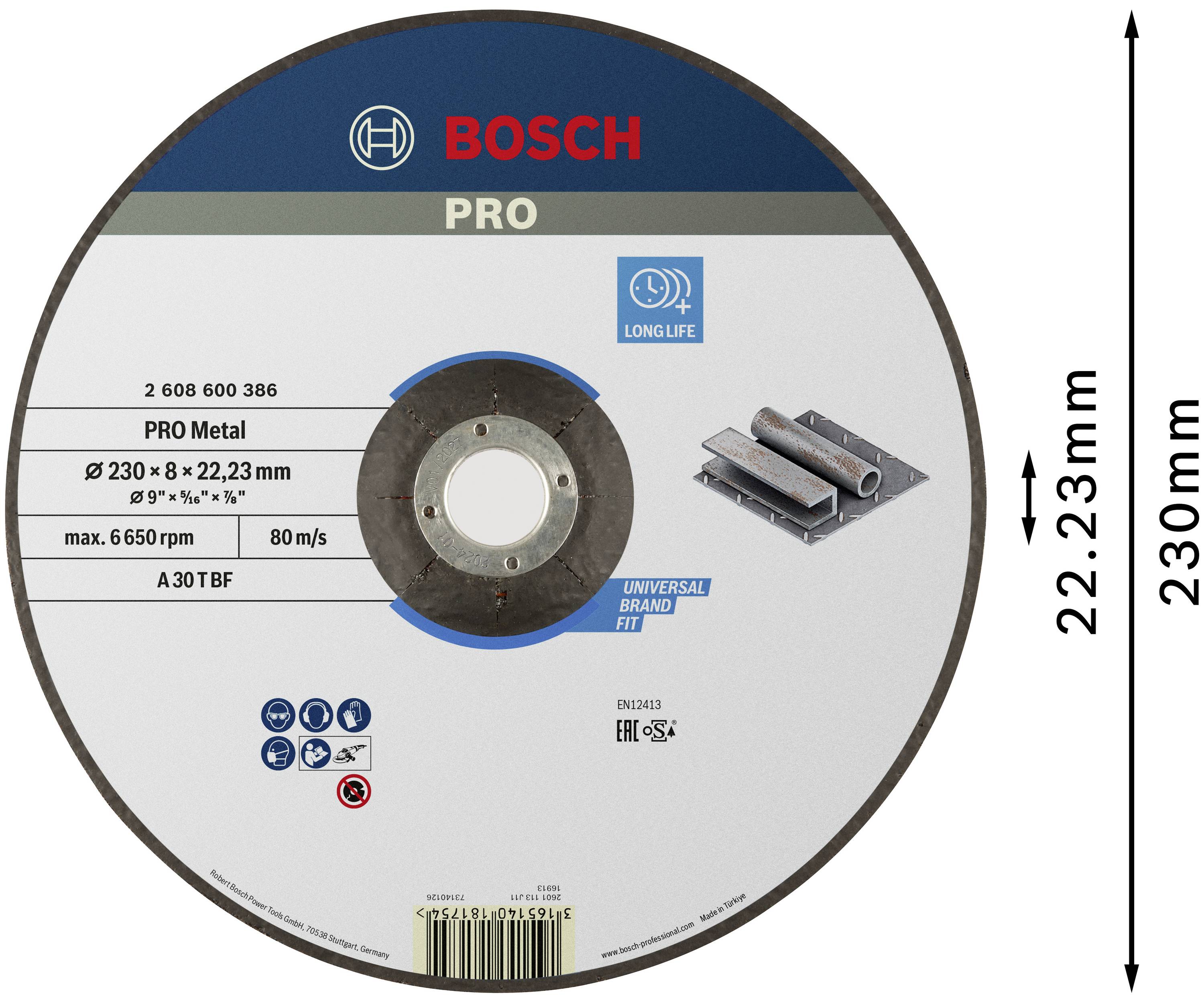 Bosch Accessories 2608600386 Schruppscheibe gekröpft 230 mm 1 St. Stahl