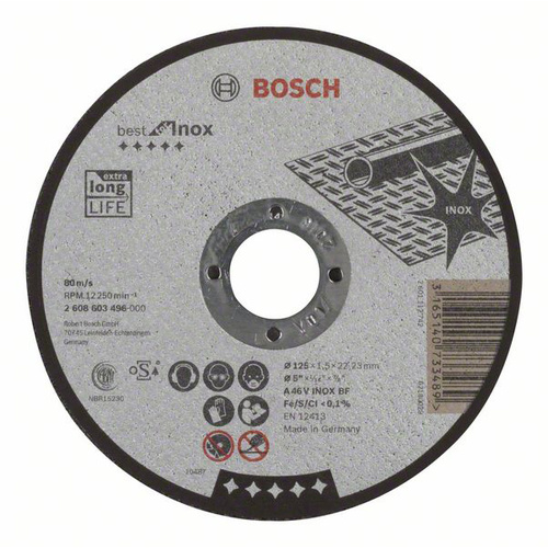 Bosch Accessories 2608603496 2608603496 Trennscheibe gerade 125mm 22.23mm Stahl
