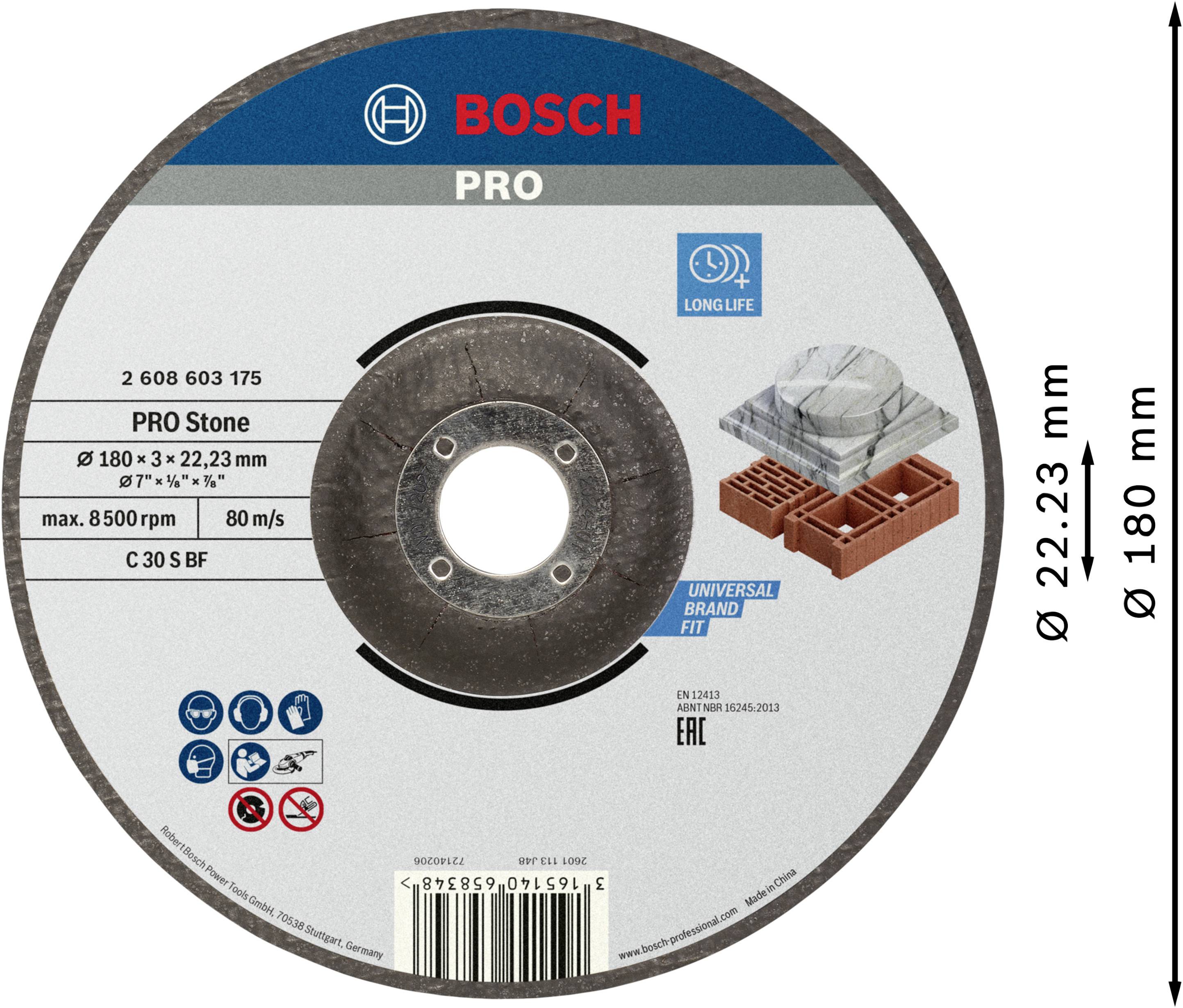 Bosch Accessories 2608603175 2608603175 Trennscheibe gekröpft 180mm Stein