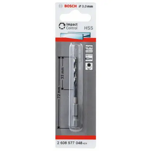 Bosch Accessories 2608577048 Metall-Spiralbohrer 3mm Gesamtlänge 72mm DIN 338 1St. Bosch Accessories 2608577048 Metall-Spiralbohrer 3mm Gesamtlänge 72mm DIN 338 1St.