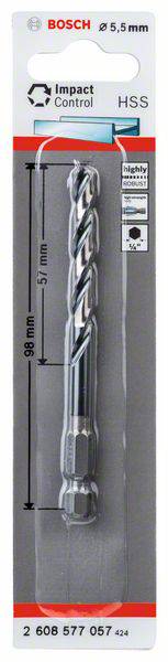 Bosch Accessories 2608577057 Metall-Spiralbohrer 5.5mm Gesamtlänge 98mm