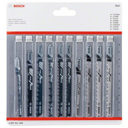 Bosch Accessories 2607011169 Stichsägeblatt-Set Wood, 10-teilig 10St.