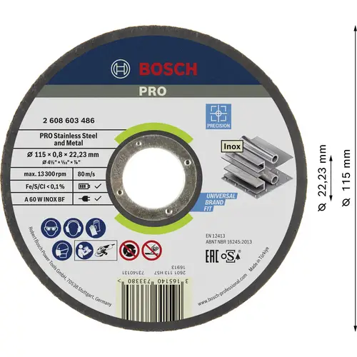 Bosch Accessories 2608603486 2608603486 Trennscheibe gerade 115mm Stahl Bosch Accessories 2608603486 2608603486 Trennscheibe gerade 115mm Stahl