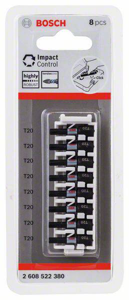 Bosch Accessories 2608522380 2608522380 Schrauberbit-Set Impact Control, 8-teilig, mit T20, 25 mm 25 mm