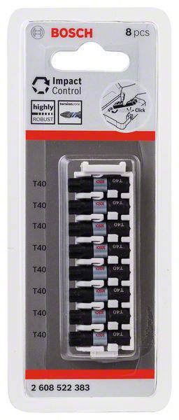 Bosch Accessories 2608522383 2608522383 Schrauberbit-Set Impact Control, 8-teilig, mit T40, 25mm