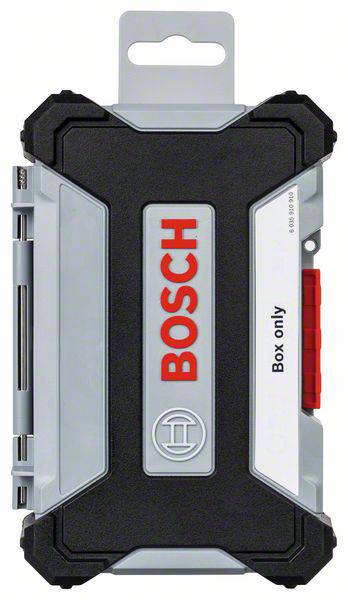 Bosch Werkzeugkoffer aus robustem Kunststoff, geschlossen, mit rotem Bosch-Logo auf schwarzem Grund.